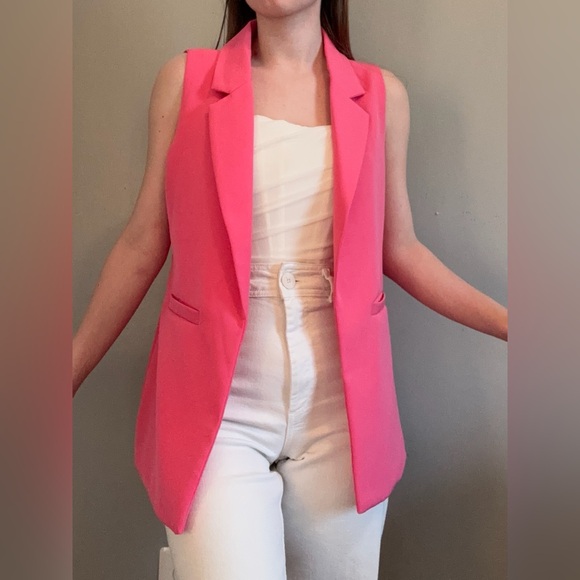 NWOT Sincerely Jules hot pink blazer vest. - Picture 2 of 7